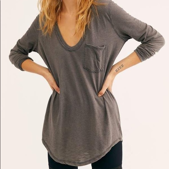 We The Free Betty Gray Long Sleeve Scoop Neck Top S - Picture 1 of 7